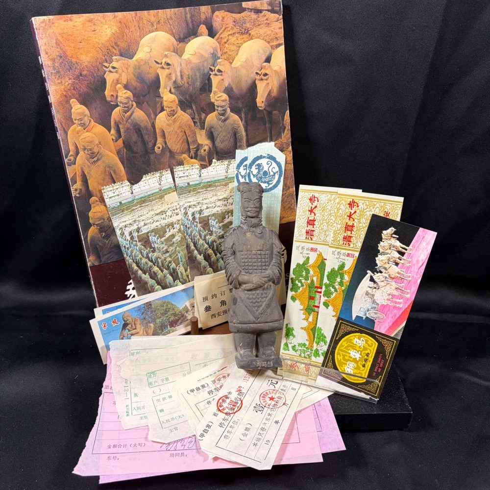 Vintage Terra Cotta Warriors Book Figure & 22pc Authentic China Trip Ephemera